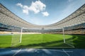 Football gates on empty stadium during off-season Royalty Free Stock Photo